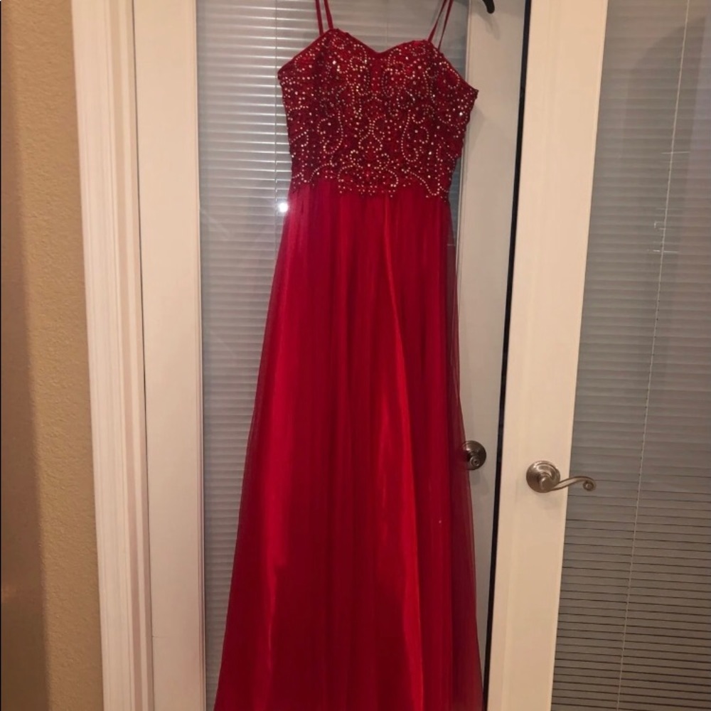 Red Blondie Nites Corset-Back Dress